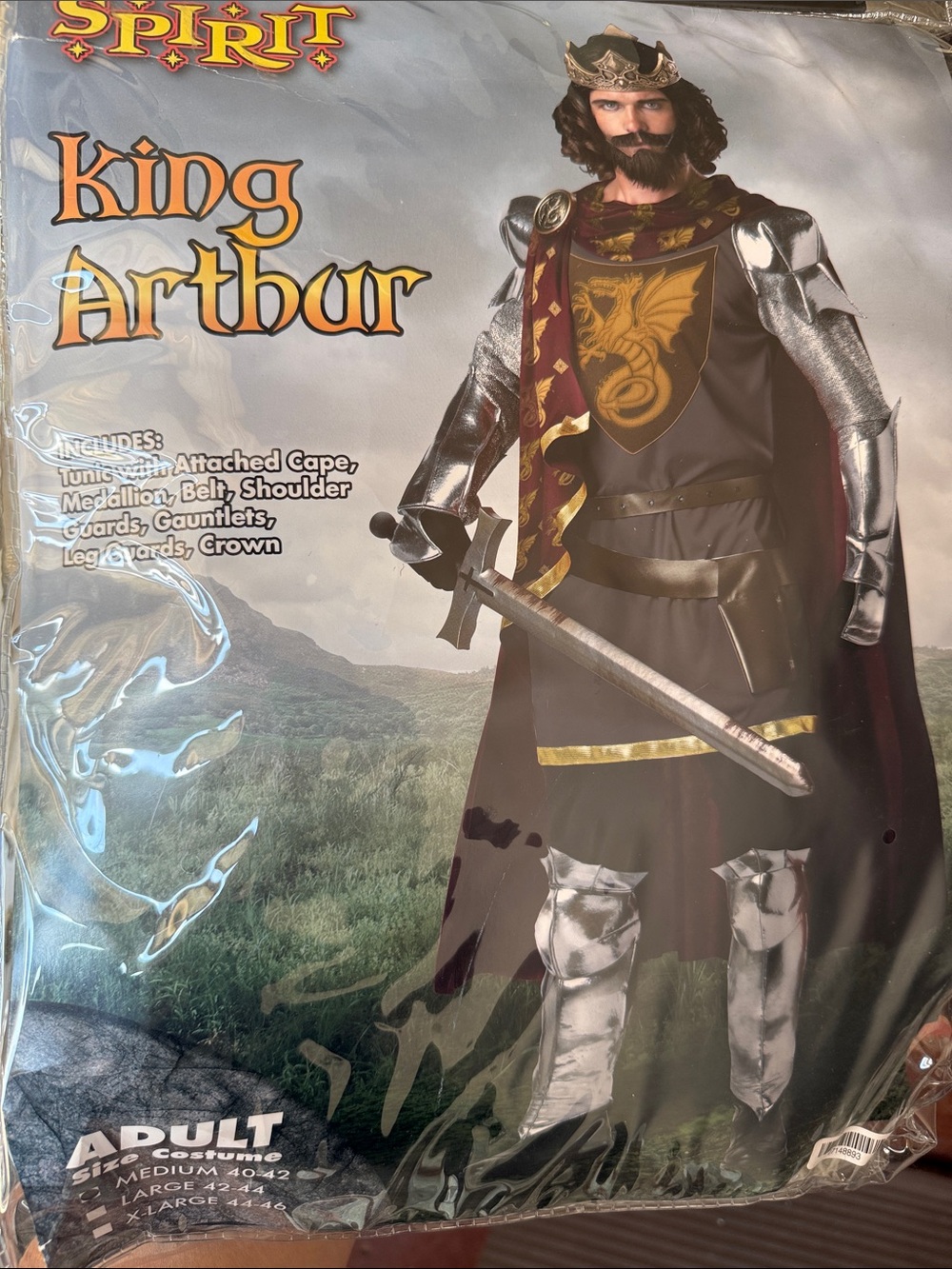 Spirit King Arthur Costume in Burgundy and Gold